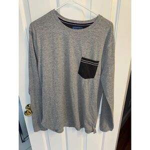 Charleston Threads Gray Men's Long Sleeve T-Shirt- Striped Accent Detail Size L